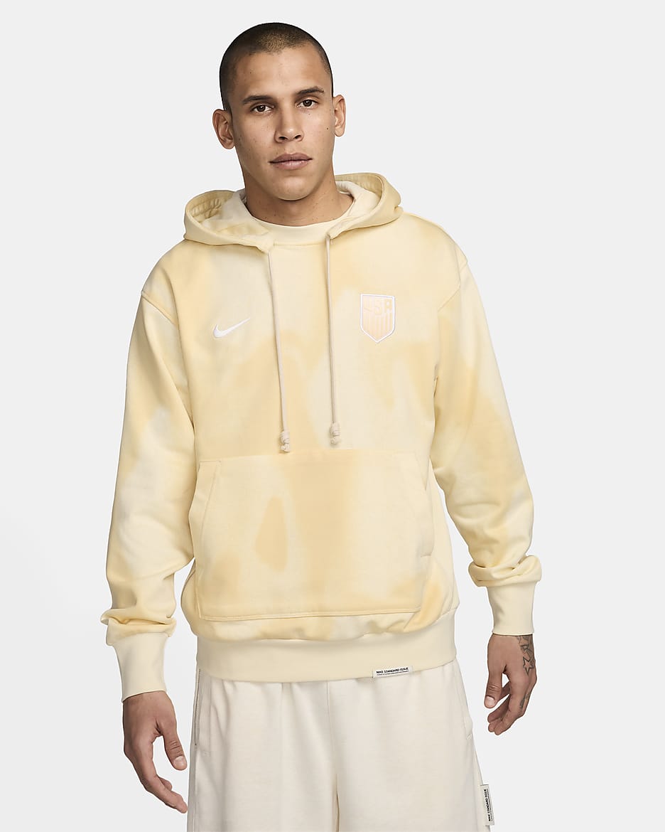 Selección nacional de fútbol masculino de Estados Unidos Standard Issue Sudadera con gorro sin cierre de fútbol Nike Dri-FIT para hombre - Leche de coco/Blanco