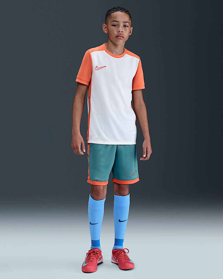 Nike Academy Big Kids' Dri-FIT 7" Soccer Shorts - Smokey Blue/Turf Orange/Turf Orange