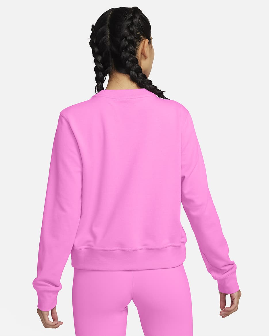 Nike Dri-FIT One Women's Crew-Neck French Terry Sweatshirt - Playful Pink/White