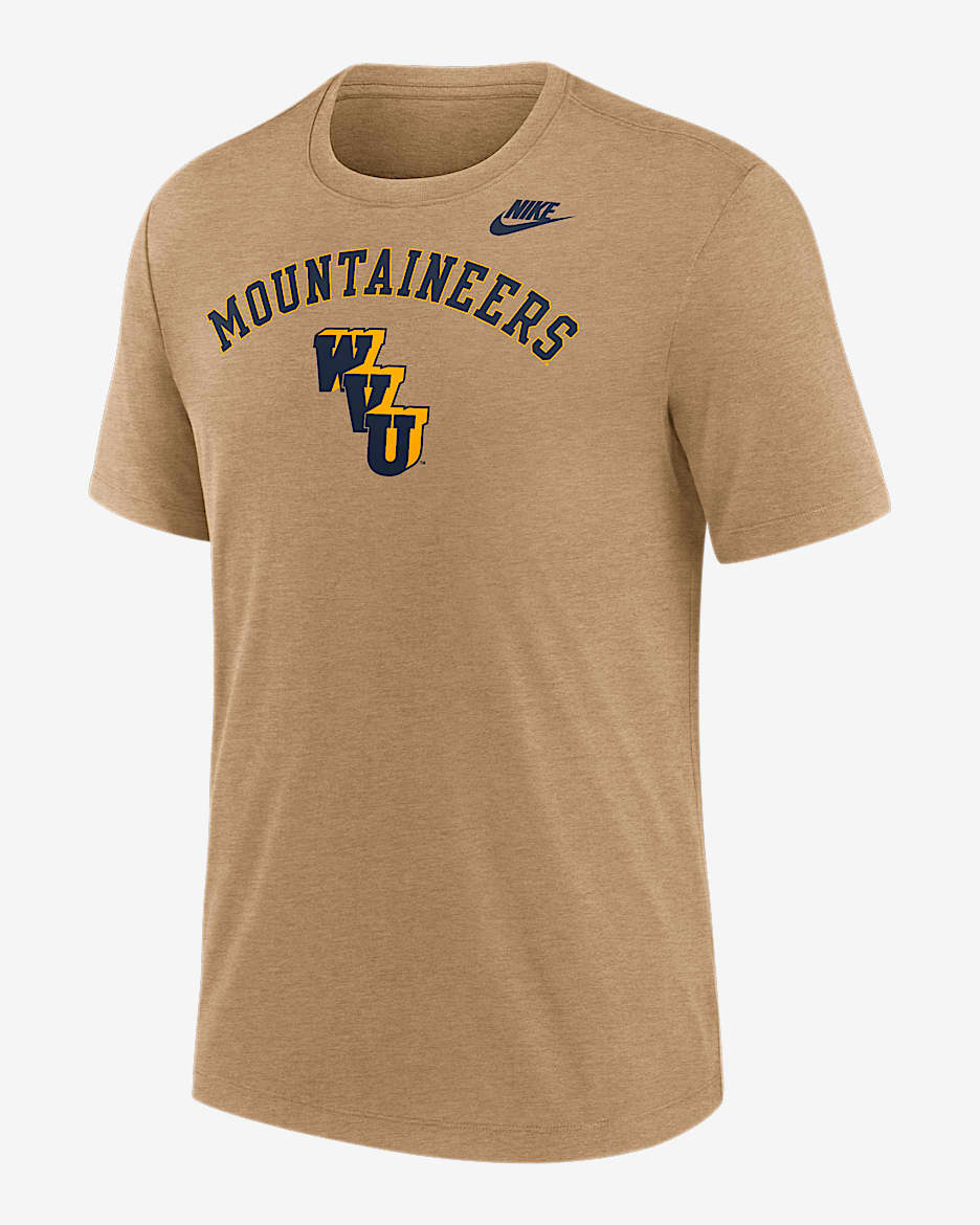 West Virginia Legacy Arch Men's Nike College T-Shirt - Khaki