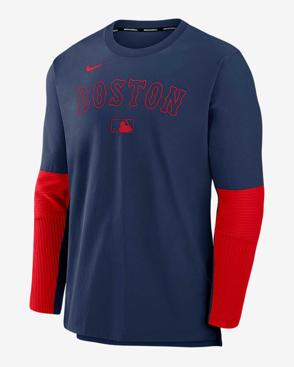 Chamarra sin cierre Nike Dri-FIT de la MLB para hombre Boston Red Sox Authentic Collection Player - Azul marino