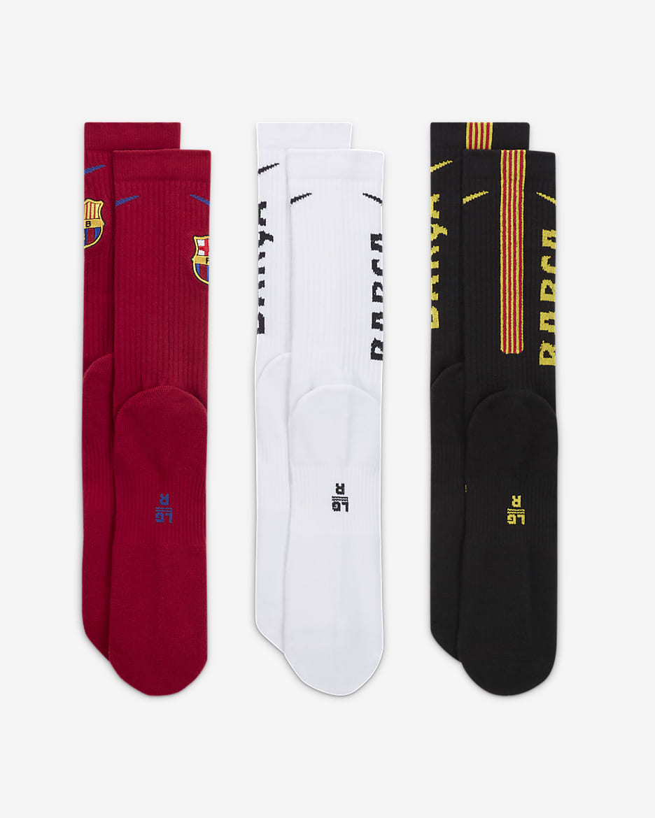 Barcelona Everyday Nike Socks (3 Pairs) - Multi-Colour