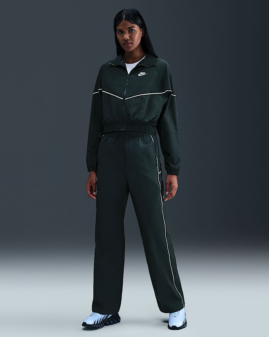 Nike Windrunner Women's High-Waisted Woven Open-Hem Trousers - Seaweed/Sail/Sail