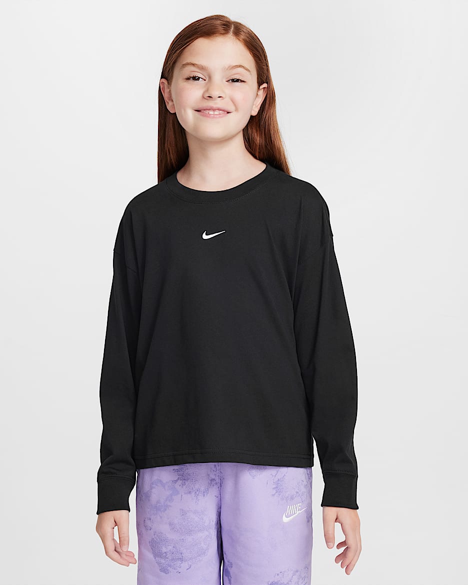 Nike Sportswear Essential Big Kids' (Girls') Long-Sleeve T-Shirt - Black