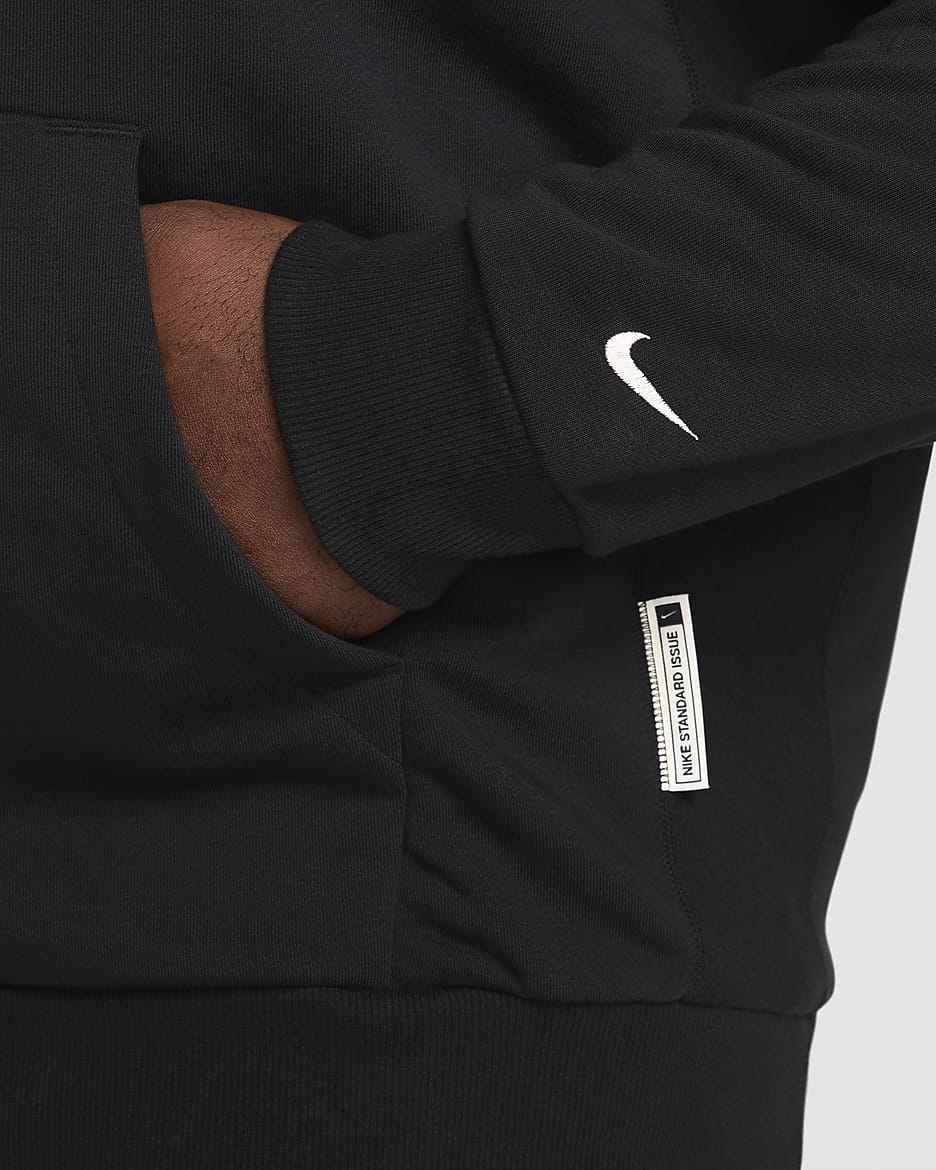 Nike Standard Issue Sudadera con capucha de baloncesto Dri-FIT con cremallera completa - Hombre - Negro/Pale Ivory