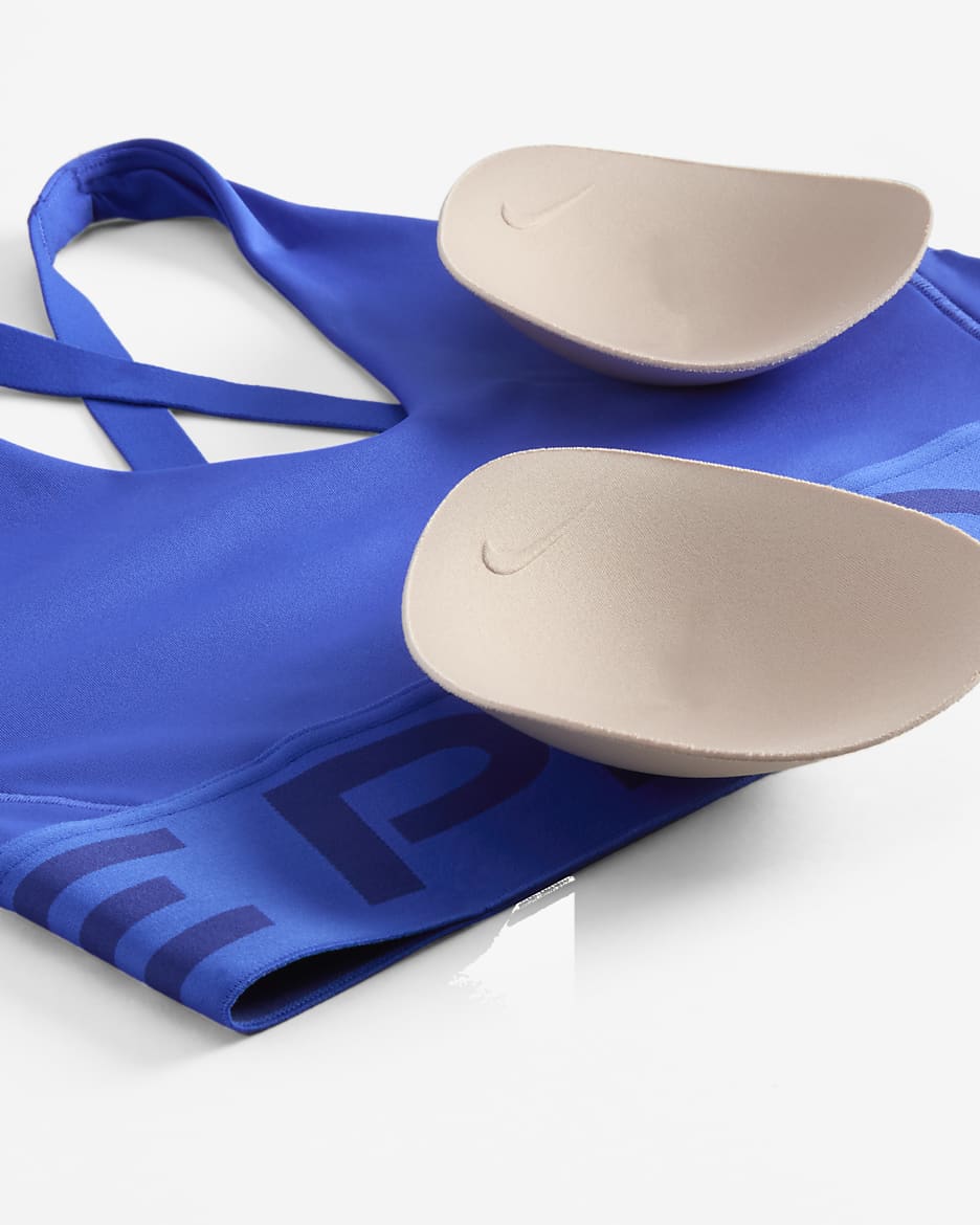 Nike Pro Indy Plunge gepolsterter Sport-BH mit mittlerem Halt - Hyper Royal/Deep Royal Blue/Weiß