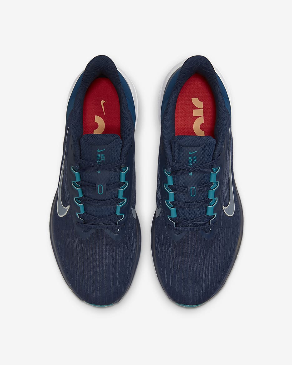 Nike Winflo 9 Men's Road Running Shoes - Obsidian/Valerian Blue/Bright Spruce/Barely Green