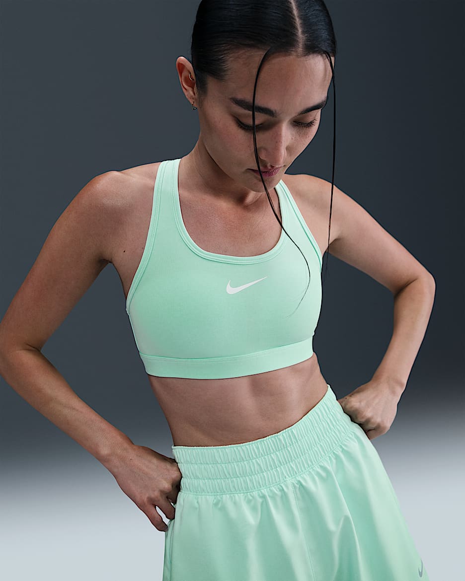 Nike Swoosh Medium Support Women's Padded Sports Bra - Mint Foam/White