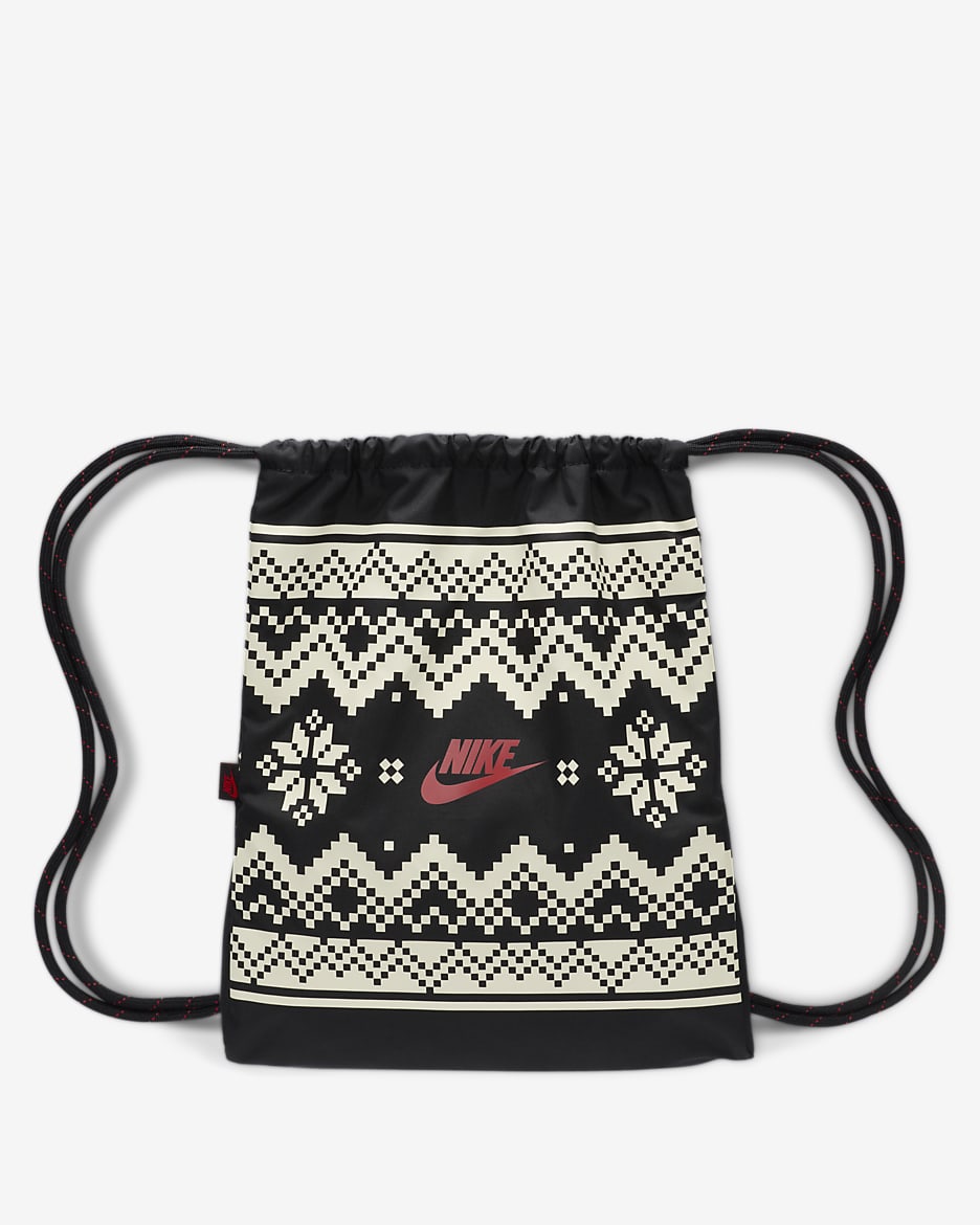 Nike Heritage Drawstring Bag (13L) - Black/Coconut Milk/University Red