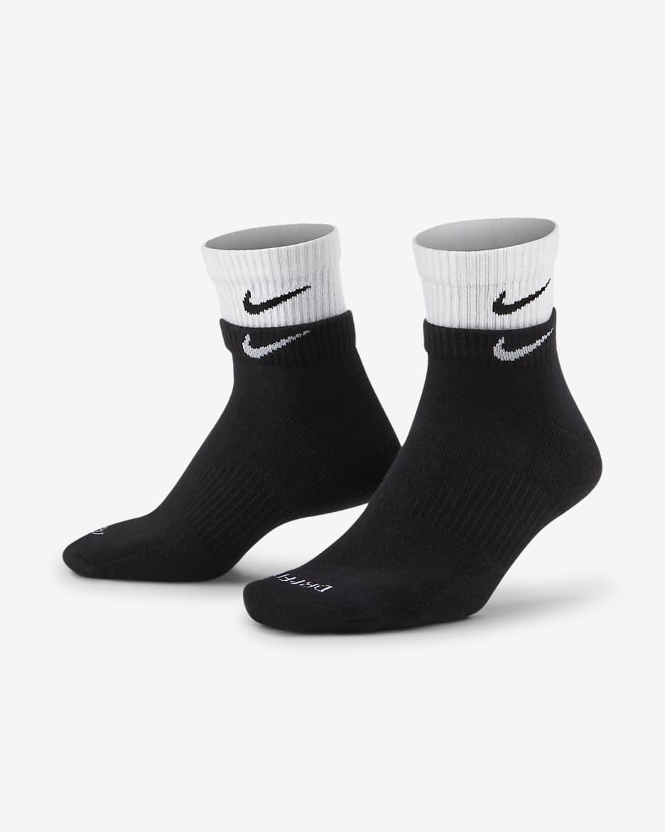 Nike Everyday Plus Cushioned Training Ankle Socks - Black/White/Black