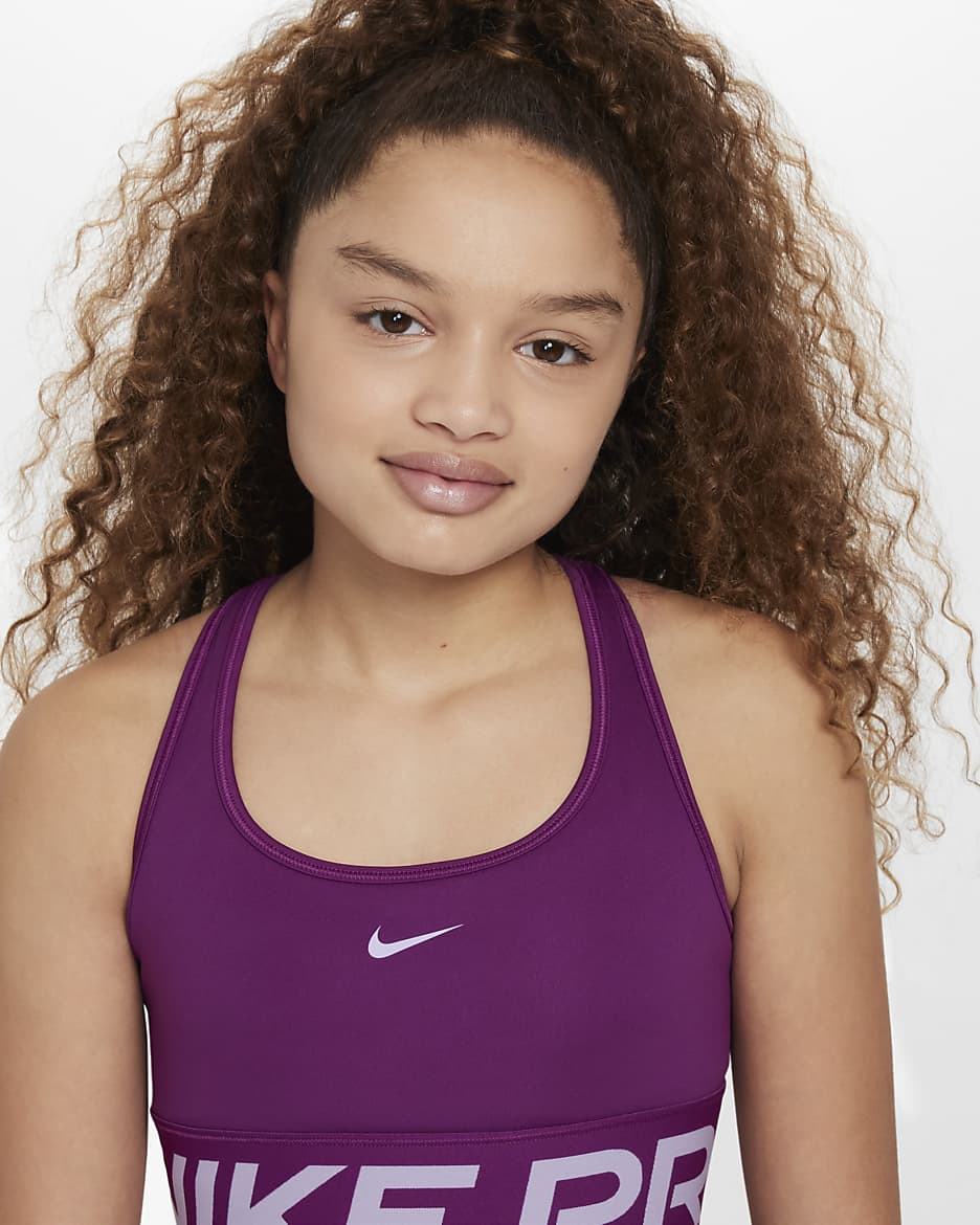 Nike Swoosh sport-bh voor meisjes - Viotech/Hydrangeas