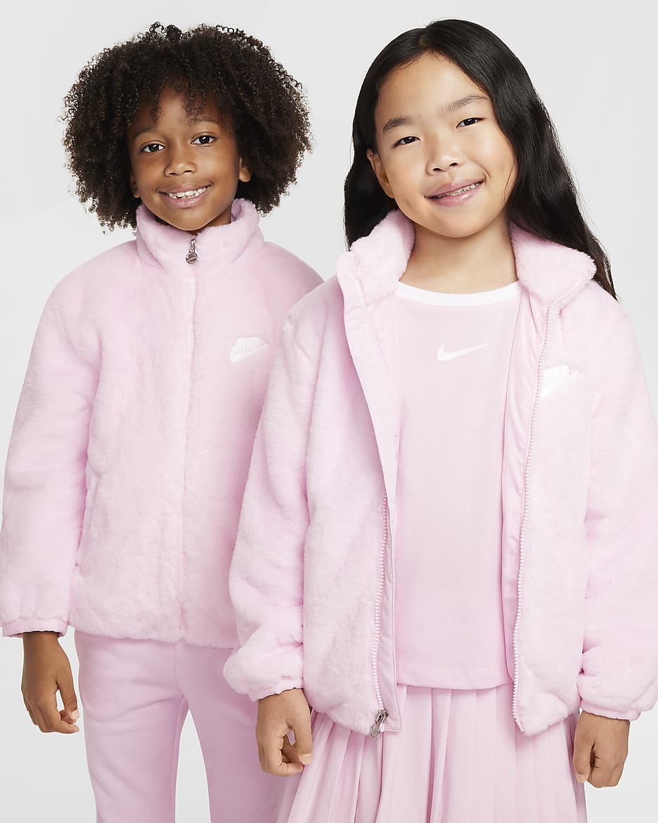 Nike Little Kids' Faux Fur Jacket - Pink Foam