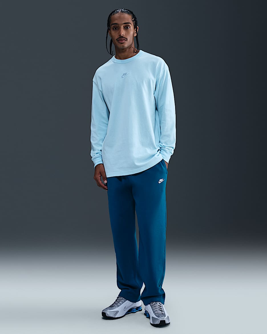 Nike Club Men's Open-Hem Fleece Pants - Green Abyss/Green Abyss/White