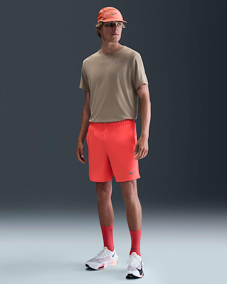 Nike Challenger Men's Dri-FIT 18cm (approx.) Brief-Lined Running Shorts - Bright Crimson/Bright Crimson/Black