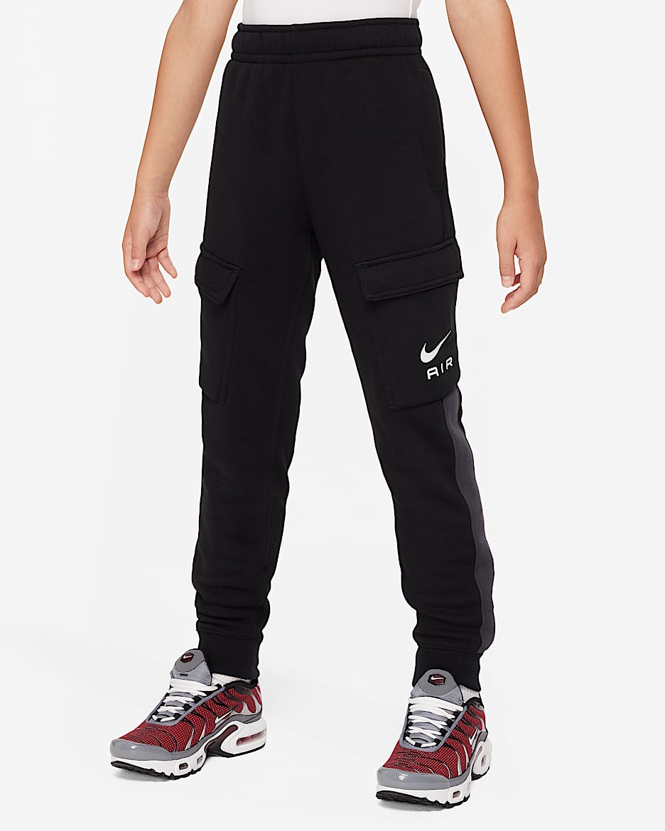 Παντελόνι cargo φλις Nike Air για μεγάλα παιδιά - Μαύρο/Anthracite