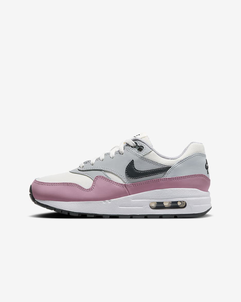 Chaussure Air Max 1pour ado - Summit White/Wolf Grey/Blanc/Dark Smoke Grey