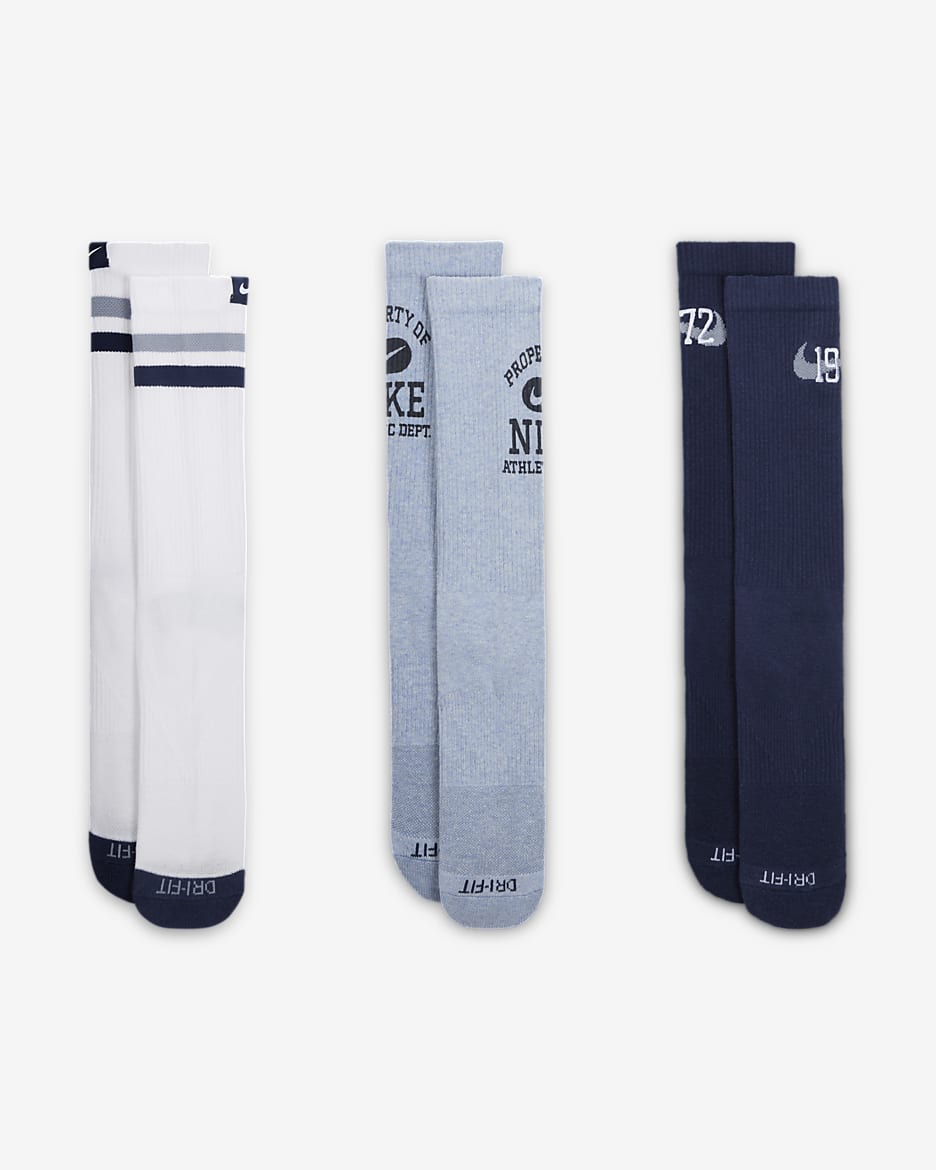 Nike Everyday Cushioned Crew Socks (3 Pairs) - Multi-Color