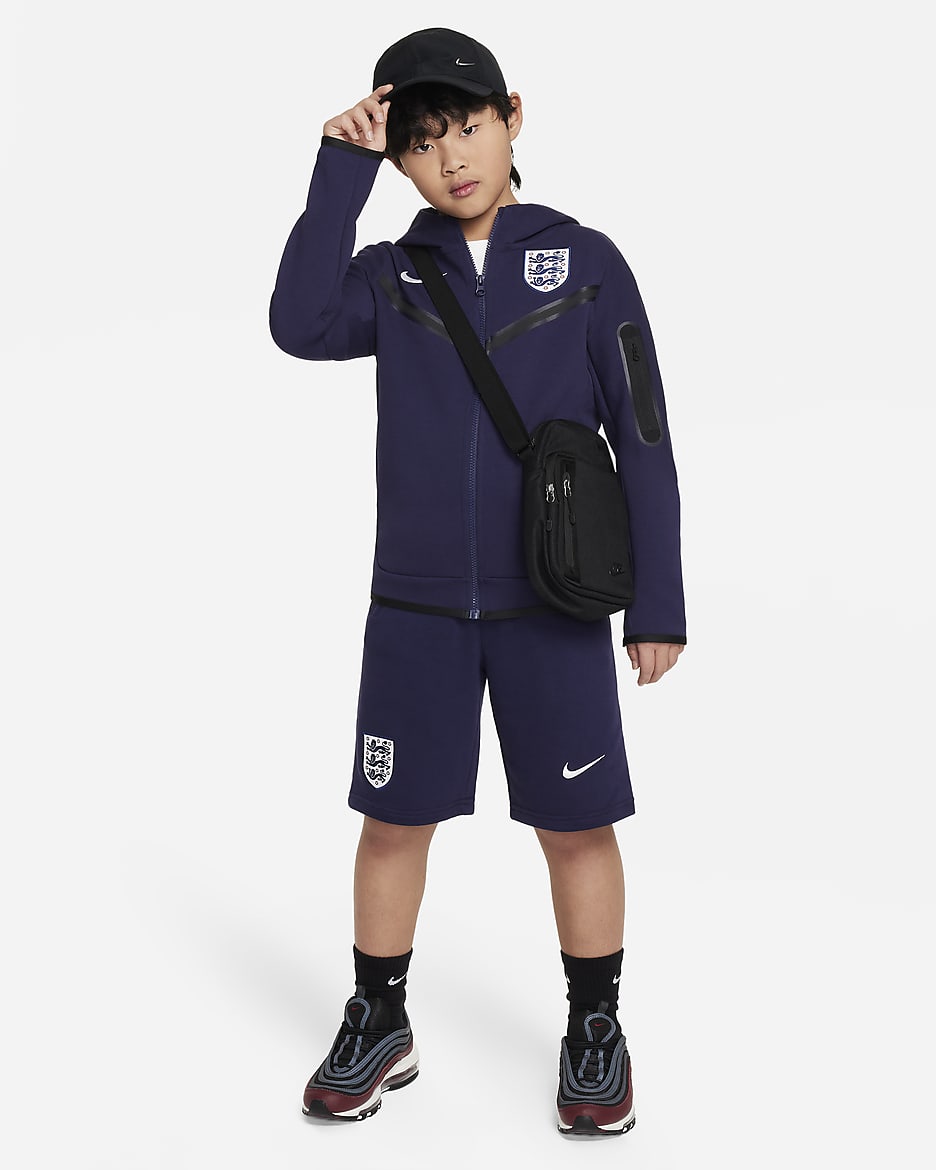 England Tech Fleece Older Kids' (Boys') Nike Football Full-Zip Hoodie - Purple Ink/Purple Ink/Black/White