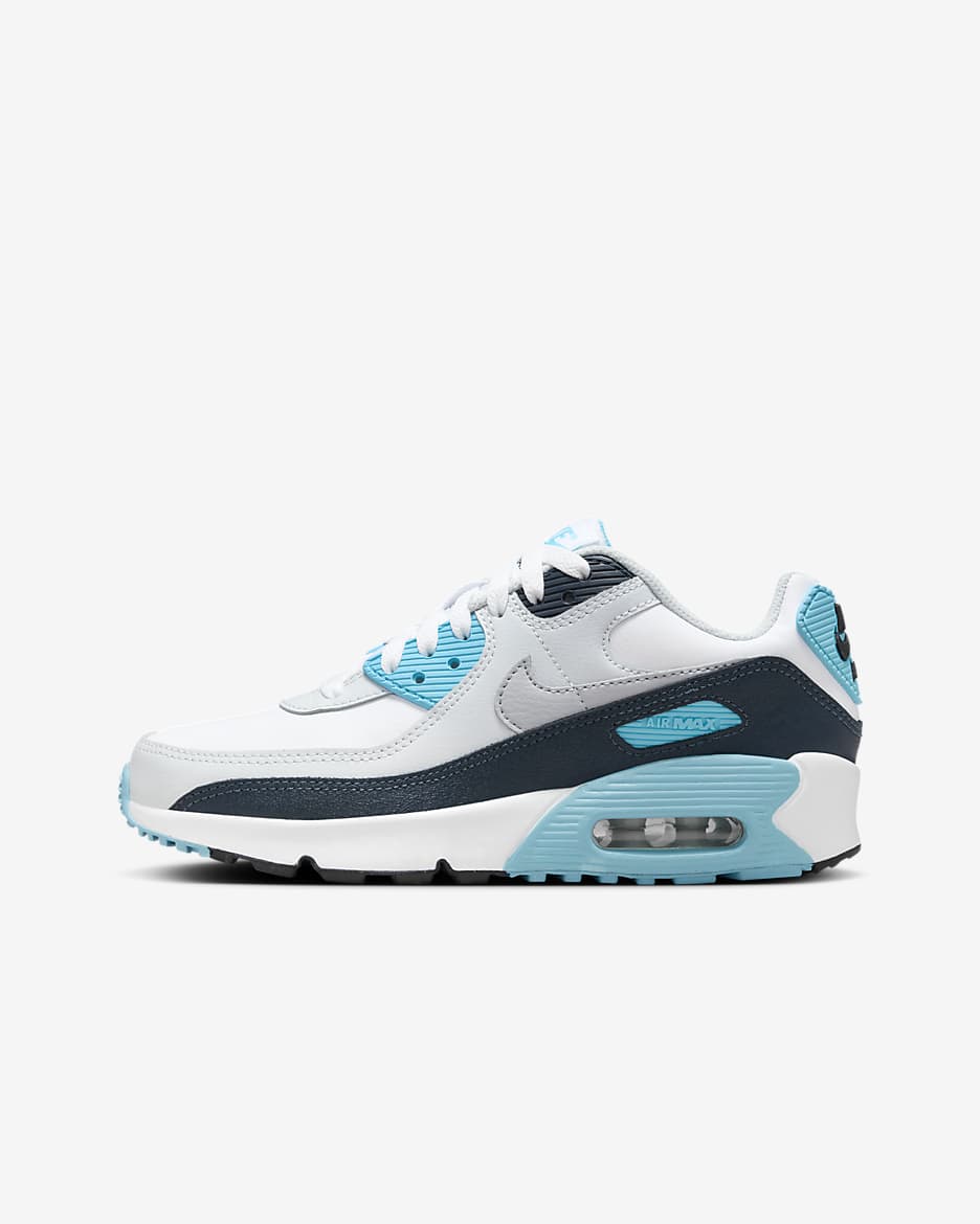 Chaussure Nike Air Max 90 pour ado - Blanc/Baltic Blue/Armory Navy/Wolf Grey