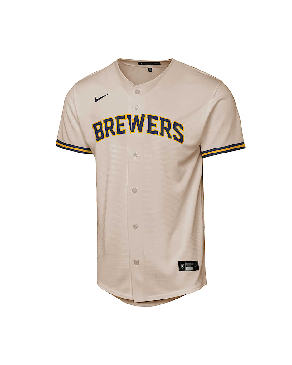 Yelich Christian Milwaukee Brewers Big Kids' Nike MLB Replica Jersey - Cream
