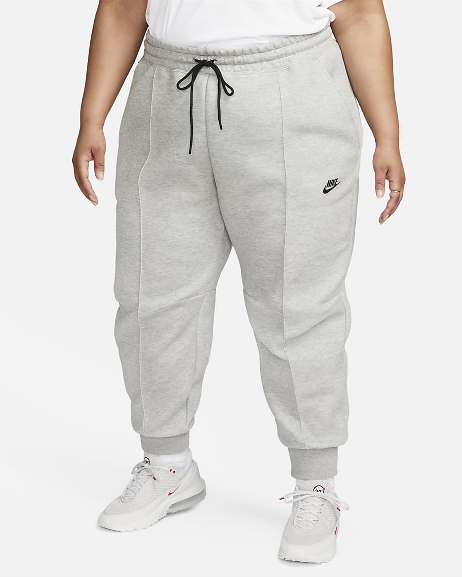 Nike Sportswear Tech Fleece Women's Mid-Rise Joggers (Plus Size) - Dark Grey Heather/Black
