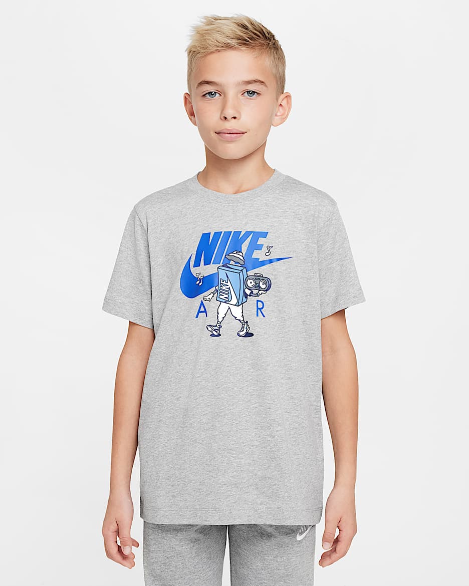 Playera para niños talla grande Nike Sportswear - Gris oscuro jaspeado