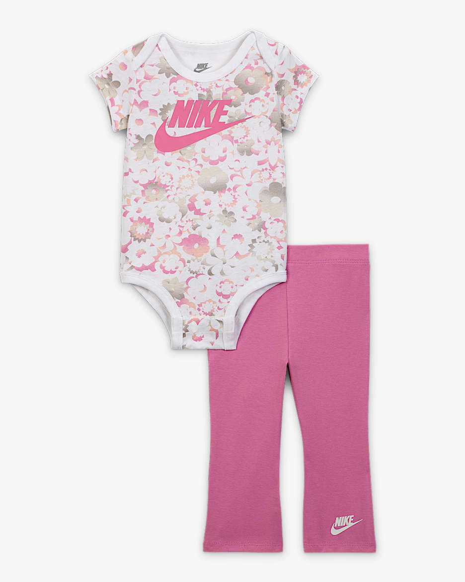 Nike Flow-Ral Baby 2-Piece Bodysuit and Leggings Set - Magic Flamingo
