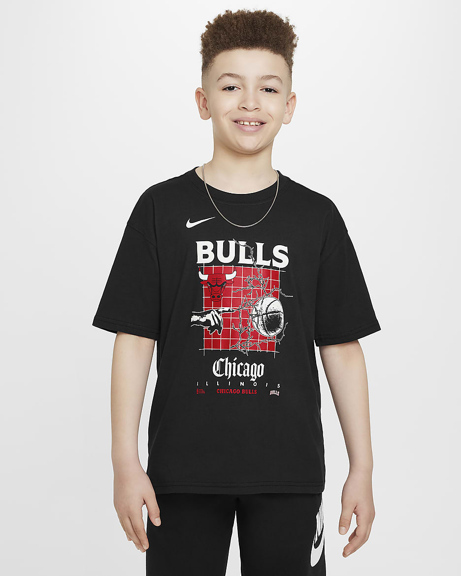 Chicago Bulls Courtside Nike Max90 NBA-shirt voor jongens - Zwart