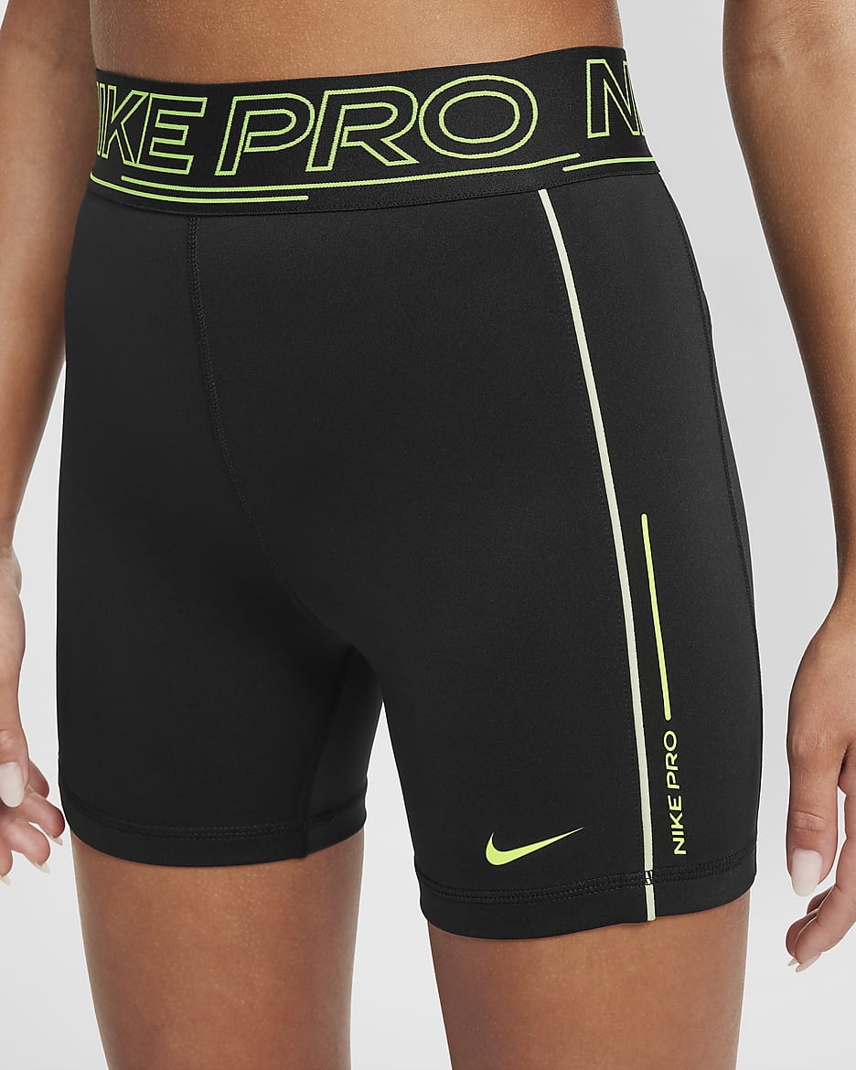 Nike Pro Dri-FIT 8 cm-es rövidnadrág lányoknak - Fekete/Volt/Volt