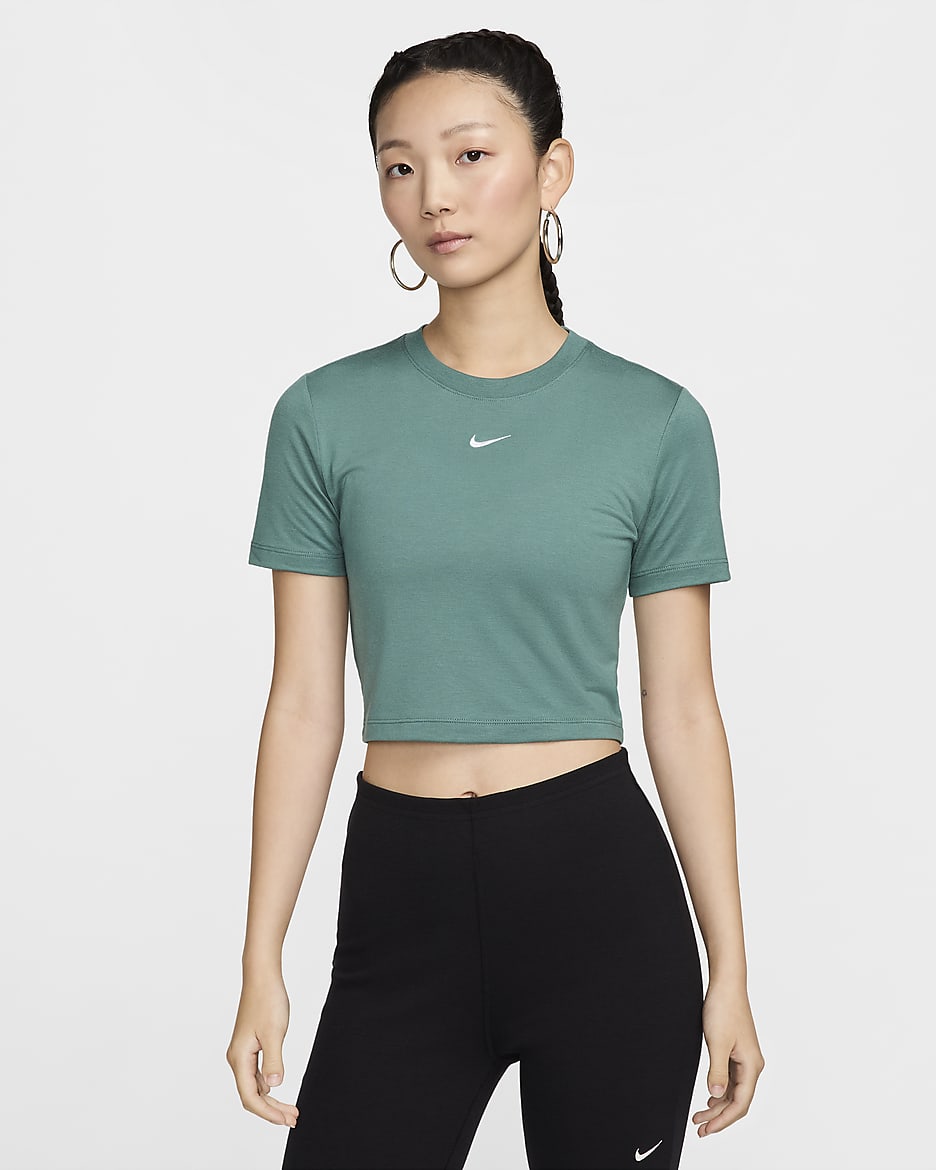 Playera slim cropped para mujer Nike Sportswear Essential - De costa a costa/Blanco