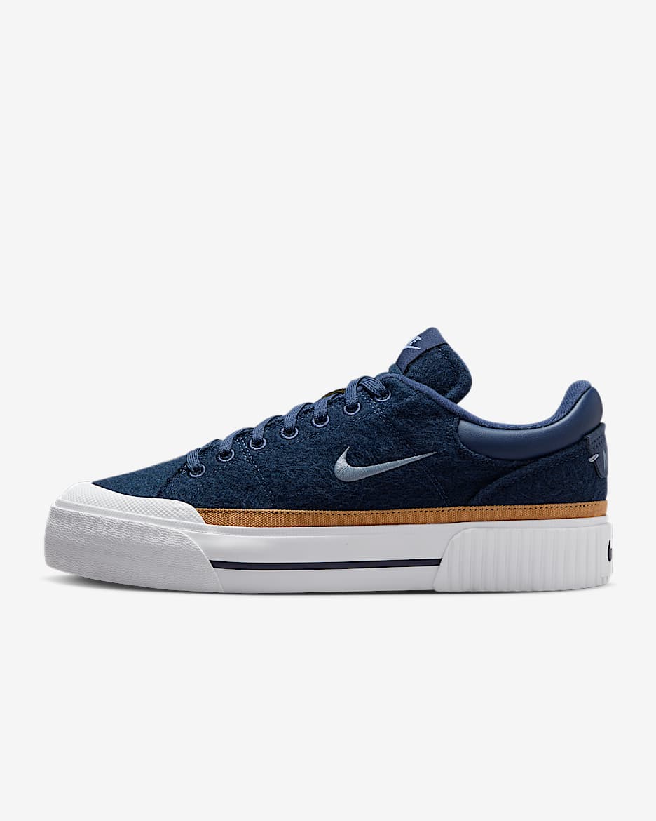 Tenis para mujer Nike Court Legacy Lift - Azul marino medianoche/Lino/Blanco/Pizarra cenizo