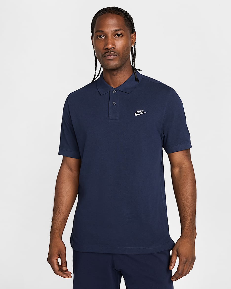 Nike Club Kısa Kollu Erkek Polo Üst - Obsidian/Beyaz