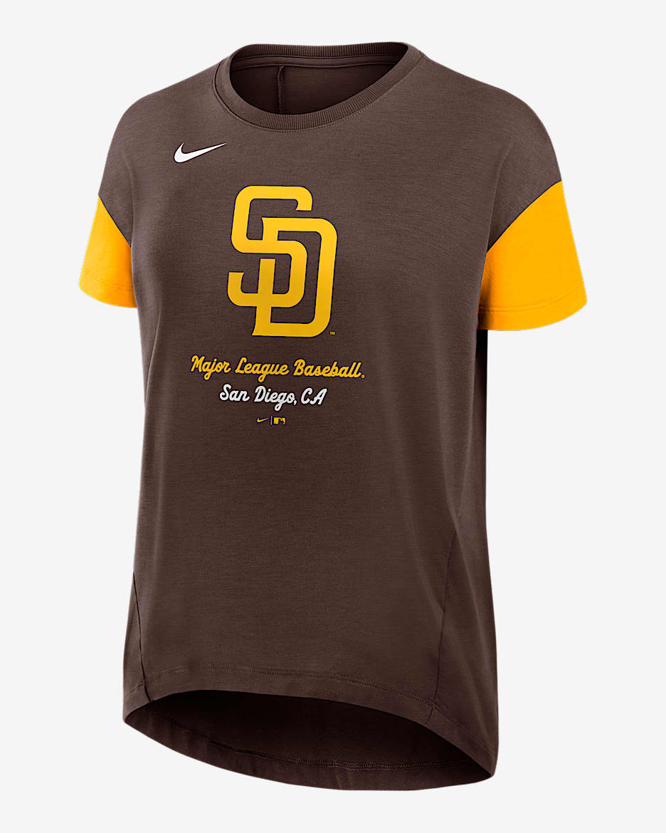 Playera Nike Dri-FIT de la MLB para mujer San Diego Padres Flowy - Marrón