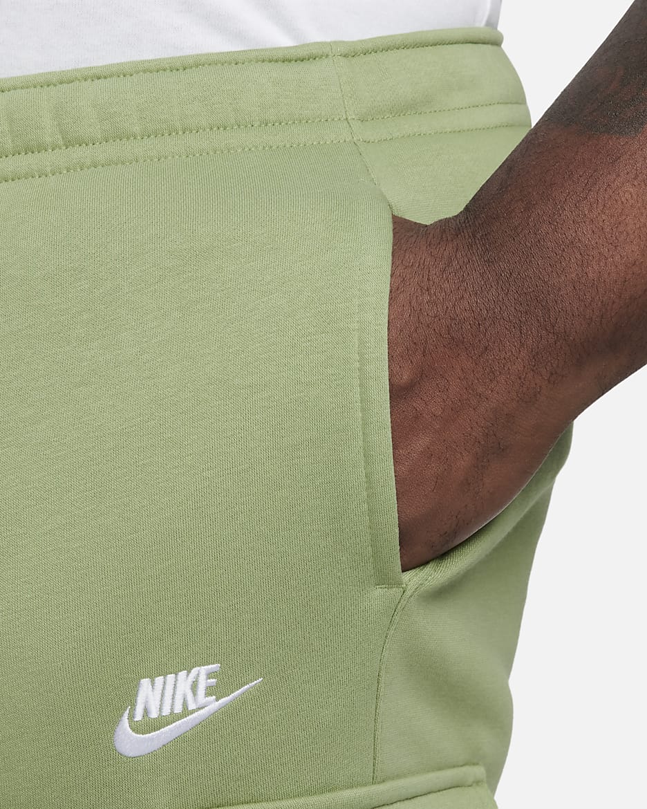 Pants cargo para hombre Nike Sportswear Club Fleece - Verde aceite/Verde aceite/Blanco