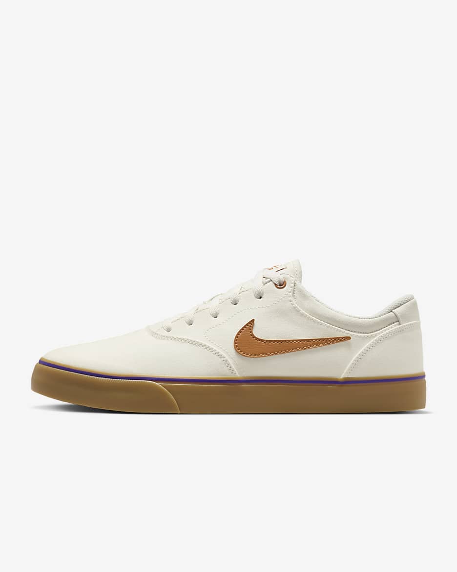 รองเท้าสเก็ตบอร์ด Nike SB Chron 2 Canvas - Summit White/Summit White/Gum Light Brown/Monarch