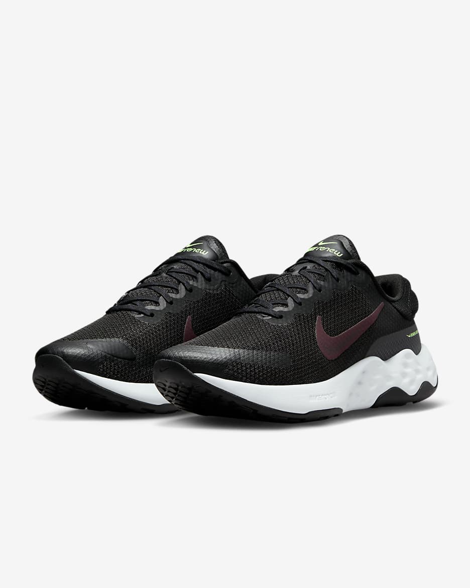 Nike Renew Ride 3 Men's Road Running Shoes - Black/Pure Platinum/Purple Ink/Burgundy Crush