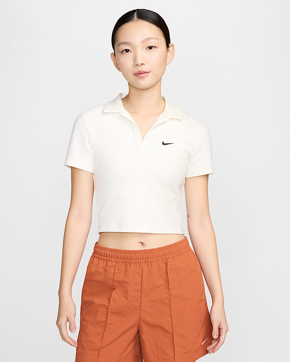 Nike Sportswear Essential Women's Short-Sleeve Polo Top - Sail/Black