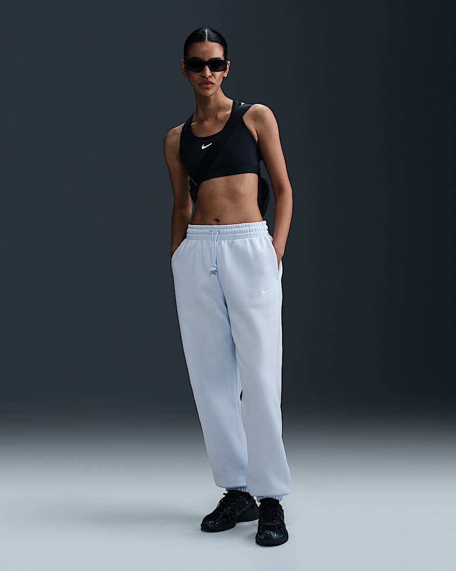 Pantaloni tuta oversize a vita alta Nike Sportswear Phoenix Fleece – Donna - Blue Tint/Sail