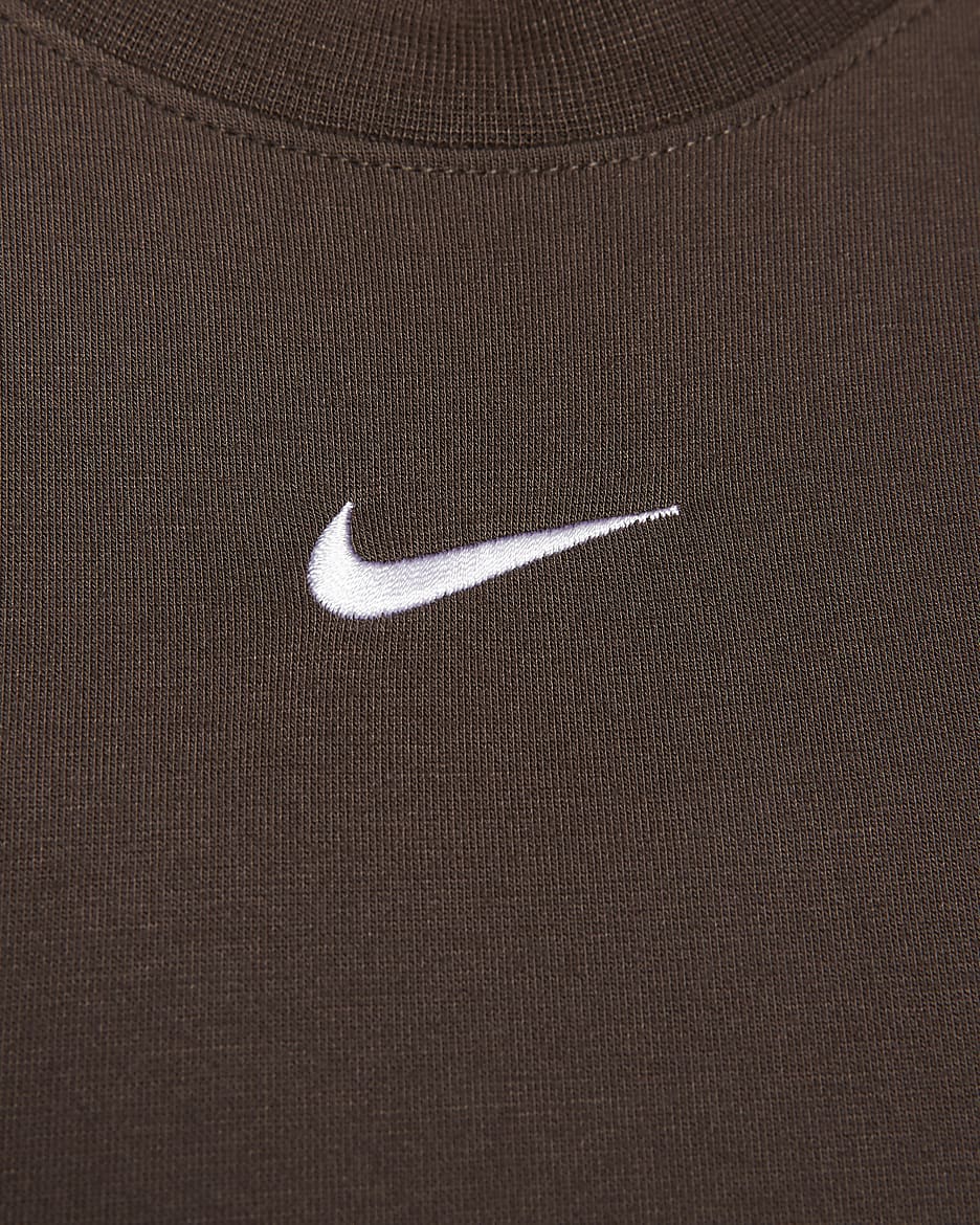 Nike Sportswear Essential 女款合身短版 T 恤 - Baroque Brown/白色