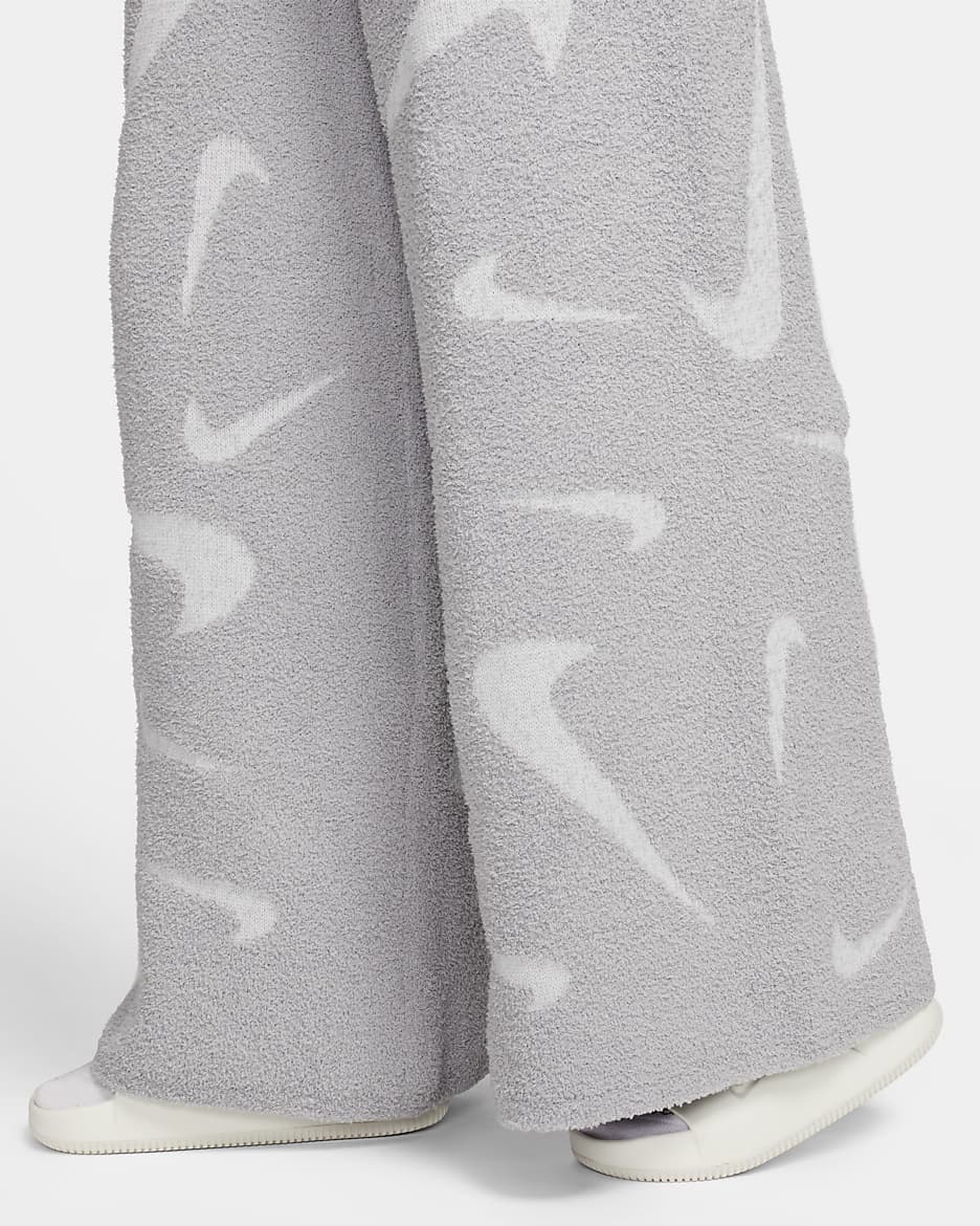 Nike Sportswear Phoenix Cosy Bouclé Women's High-Waisted Wide-Leg Knit Trousers - Light Smoke Grey/Photon Dust