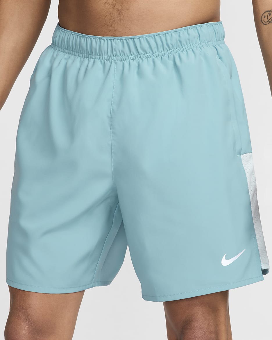 Nike Challenger Men's Dri-FIT 18cm (approx.) Brief-Lined Running Shorts - Denim Turquoise/Glacier Blue/Black