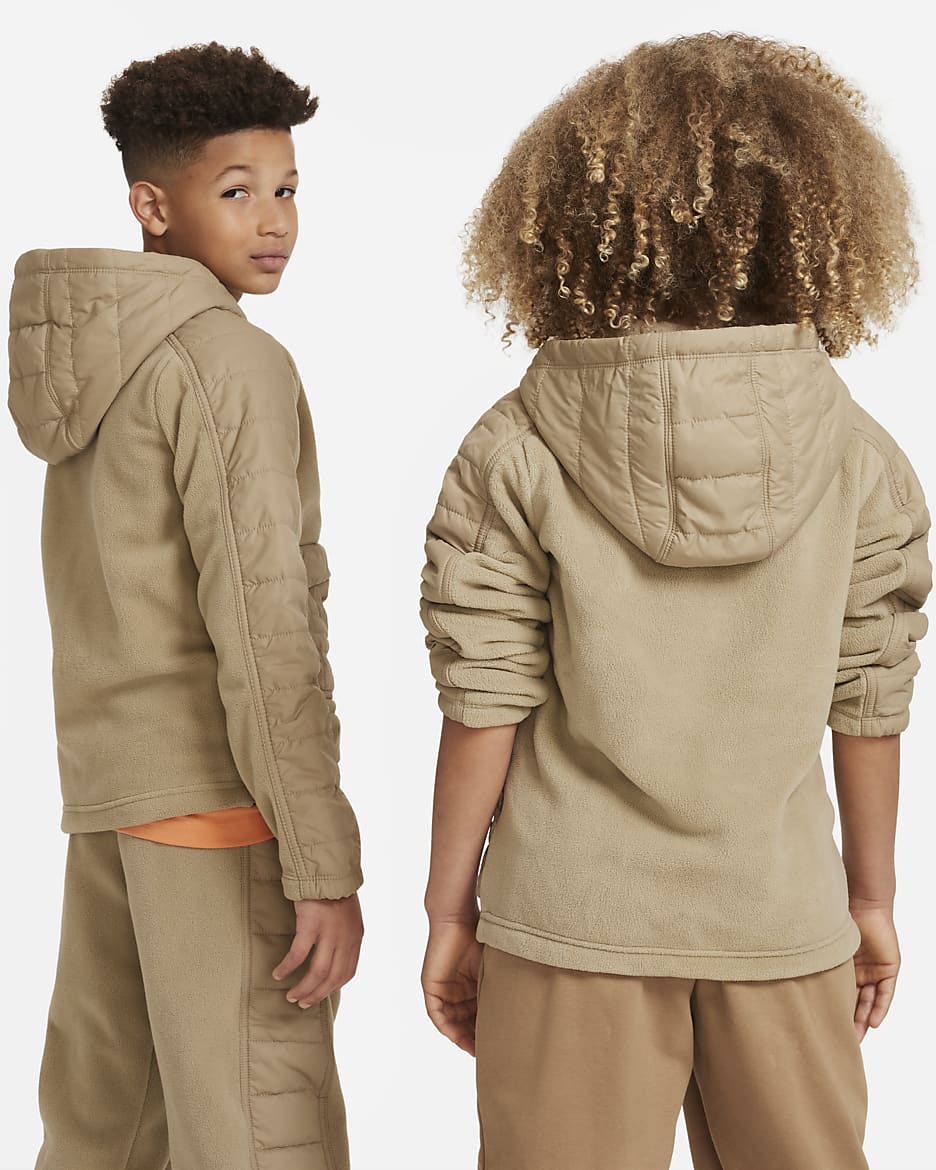 Nike Air Big Kids' Winterized Hoodie - Khaki/Orange Trance