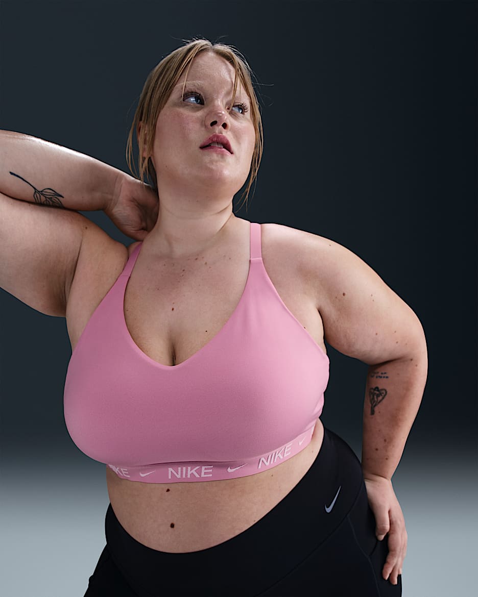 Nike Indy Light Support Women's Padded Adjustable Sports Bra (Plus Size) - Elemental Pink/Pink Foam