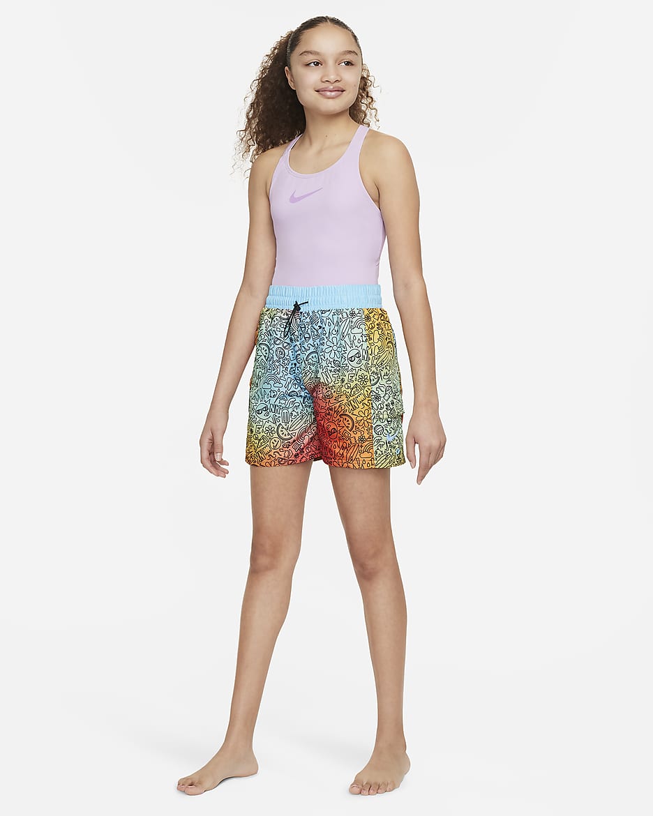 Shorts de vóleibol de 15 cm para niña talla grande Nike Swim Doodle - Verde vapor