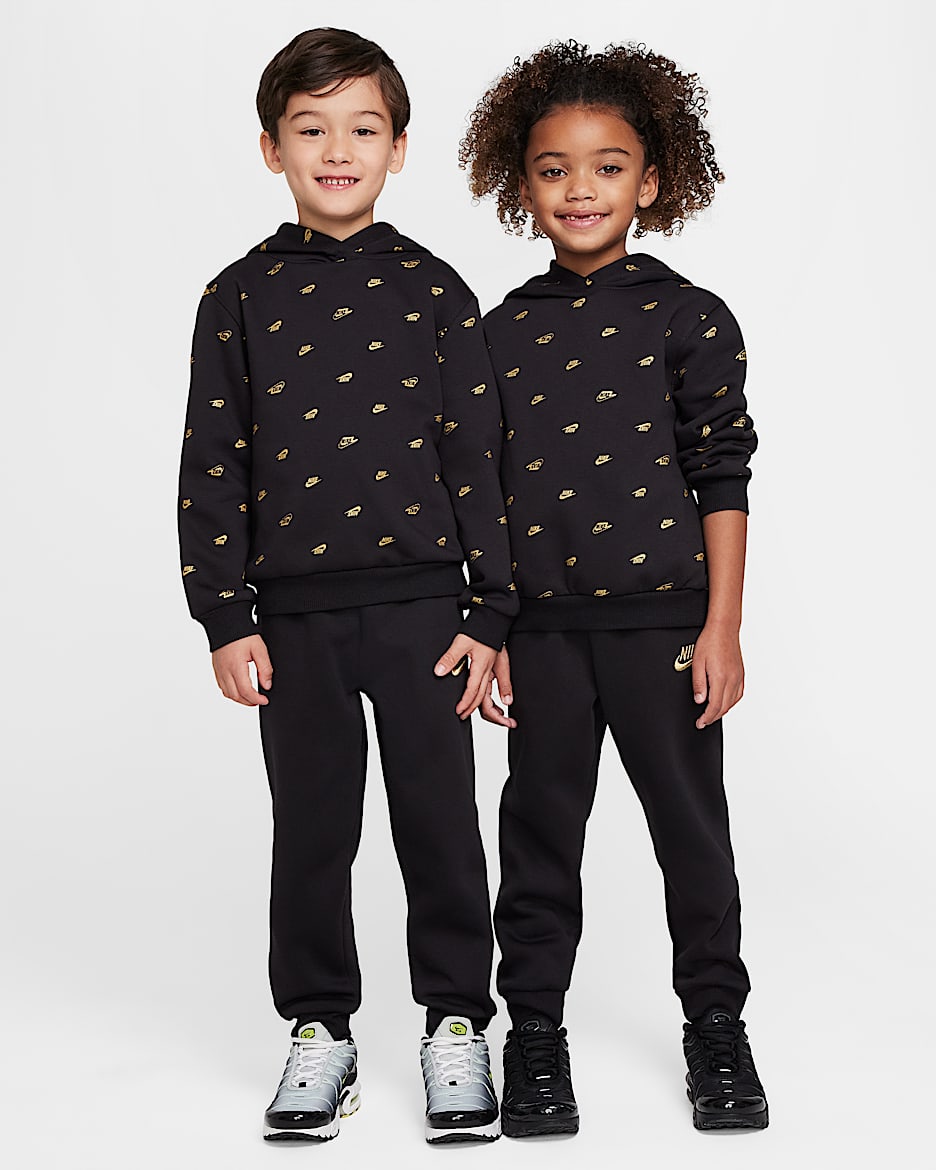 Nike Sportswear Powder Play Younger Kids' Fleece Pullover Hoodie and Trousers Set - Black