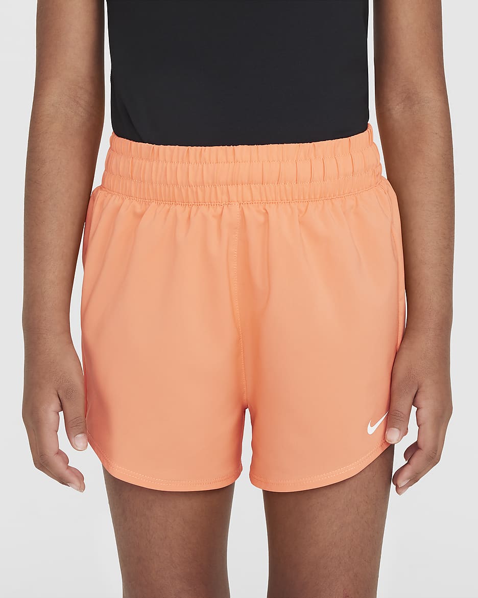 Nike One Older Kids' (Girls') Dri-FIT High-Waisted Woven Training Shorts - Light Wild Mango/White