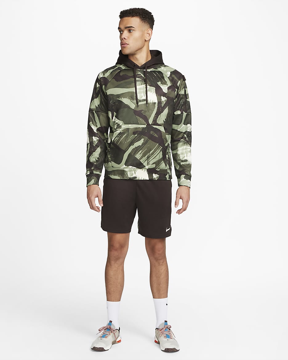 Nike Therma-FIT Fitness-Hoodie mit durchgehendem Camo-Muster für Herren - Velvet Brown/Coconut Milk