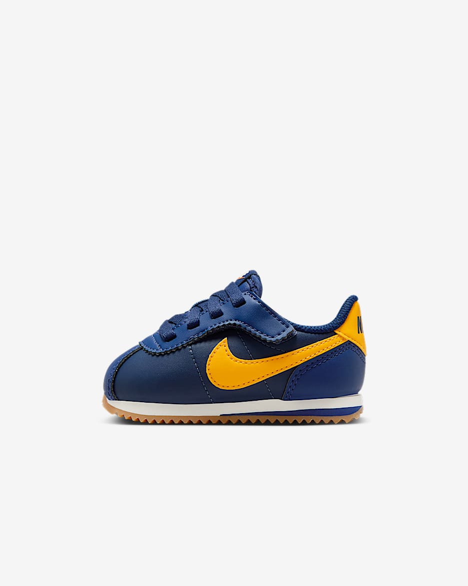 Tenis para bebé e infantil Nike Cortez EasyOn - Azul marino medianoche/Azul vacío/Vela/Oro universitario
