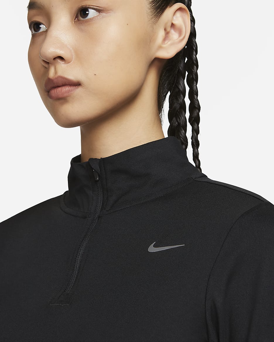 Nike Dri-FIT Swift Element UV 女款 1/4 拉鍊跑步上衣 - 黑色