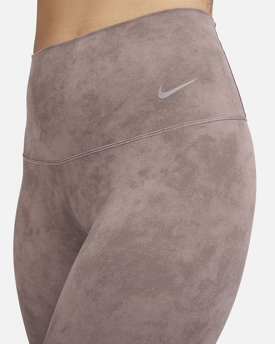 เลกกิ้งเอวสูง 7/8 ส่วนผู้หญิงซัพพอร์ตแบบอ่อนโยน Nike Zenvy Tie-Dye - Smokey Mauve/ดำ